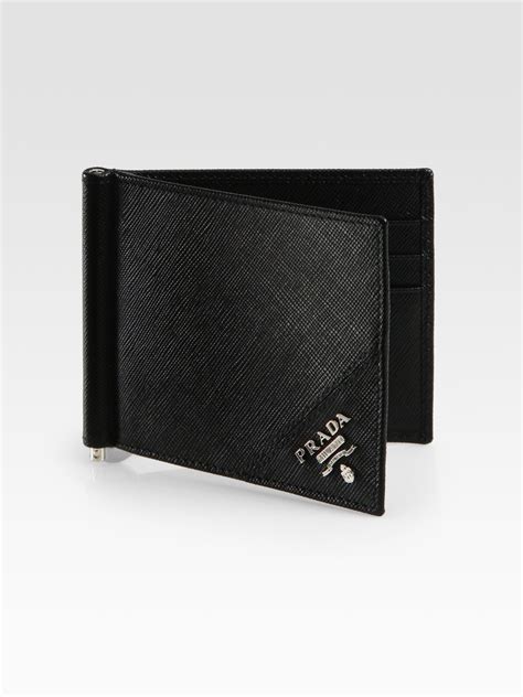 prada wallets men's|Prada wallet with money clip.